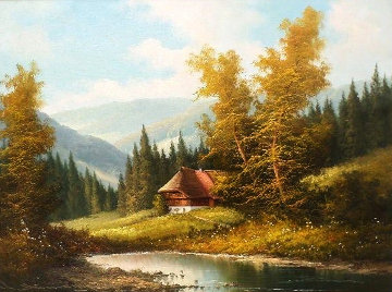 Alder Bauernhaus Im Schwarzwald 1969 38x30 Original Painting - Ludwig Muninger Alder Bauernhaus Im Schwarzwald 1969 38x30 Original Painting - Ludwig Muninger