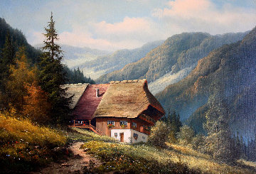 Untitled Landscape 1970 29x37 Original Painting - Ludwig Muninger Untitled Landscape 1970 29x37 Original Painting - Ludwig Muninger