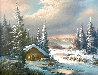 Winter Sunset Landscape 1970 28x35 Original Painting by Ludwig Muninger - 0