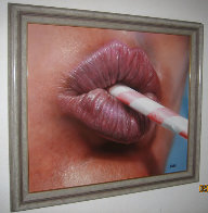 Untitled - Lips with Straw 1986 24x27 Original Painting by Luigi Rocca - 1 Untitled - Lips with Straw 1986 24x27 Original Painting by Luigi Rocca - 1