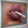 Untitled - Lips with Straw Painting - 1986 24x27 Original Painting by Luigi Rocca - 1