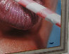 Untitled - Lips with Straw 1986 24x27 Original Painting by Luigi Rocca - 3