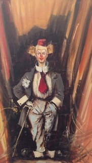 Clown Behind the Scenes 1975 27x19 Original Painting - Luigi Rocca Clown Behind the Scenes 1975 27x19 Original Painting - Luigi Rocca