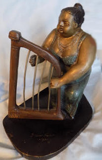 Harpist Bronze Sculpture 1990 Sculpture - Bruno Luna Harpist Bronze Sculpture 1990 Sculpture - Bruno Luna