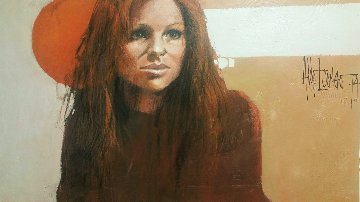 Untitled Girl 1974 29x47 Huge Original Painting - Aldo Luongo Untitled Girl 1974 29x47 Huge Original Painting - Aldo Luongo