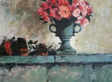 Rose Tones Over Mantle 2004 42x35 Original Painting by Aldo Luongo