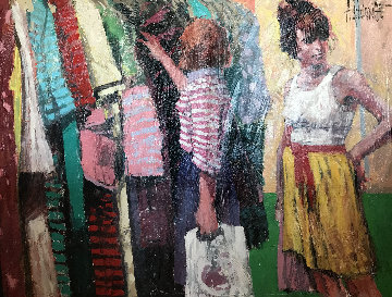 Outdoor Market 1991 53x41 Original Painting - Aldo Luongo Outdoor Market 1991 53x41 Original Painting - Aldo Luongo