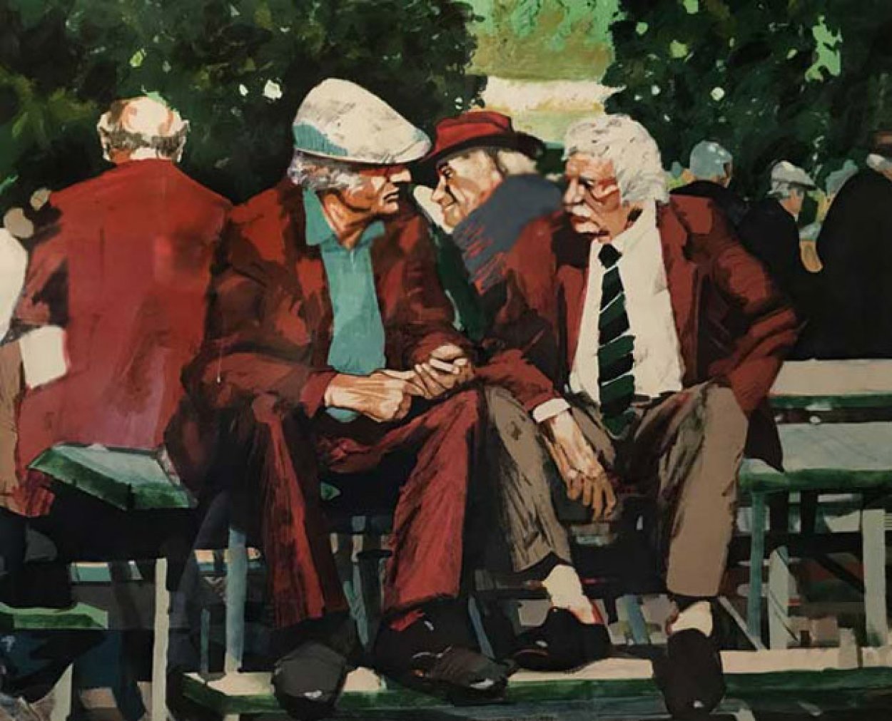 Two Men Siting on a Bench AP 1992 Limited Edition Print by Aldo Luongo