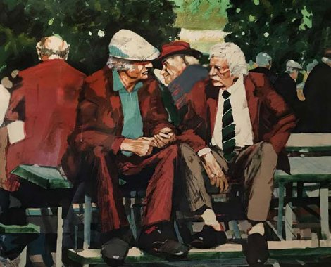 Two Men Siting on a Bench AP 1992 Limited Edition Print - Aldo Luongo
