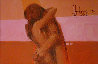 Love 1973 28x38 - Early Original Painting by Aldo Luongo - 1