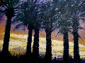 Santa Monica Silhouette 2004 33x39 Original Painting - Aldo Luongo