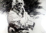 Contemplation Charcoal Drawing 1970 32x43 Drawing - Aldo Luongo
