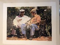 A Glass of Red, a Little Sun And Big Stories Embellished Limited Edition Print by Aldo Luongo - 1 A Glass of Red, a Little Sun And Big Stories Embellished Limited Edition Print by Aldo Luongo - 1