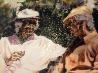 A Glass of Red, a Little Sun And Big Stories Embellished Limited Edition Print by Aldo Luongo - 2 A Glass of Red, a Little Sun And Big Stories Embellished Limited Edition Print by Aldo Luongo - 2