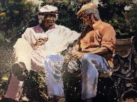A Glass of Red, a Little Sun And Big Stories Embellished Limited Edition Print by Aldo Luongo - 3 A Glass of Red, a Little Sun And Big Stories Embellished Limited Edition Print by Aldo Luongo - 3