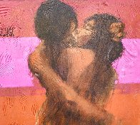 Lovers Embrace 46x46 Huge Early Original Painting by Aldo Luongo - 2