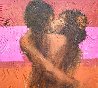 Lovers Embrace 46x46 Huge Early Original Painting by Aldo Luongo - 2