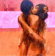 Lovers Embrace 46x46 Huge Early Original Painting by Aldo Luongo - 1