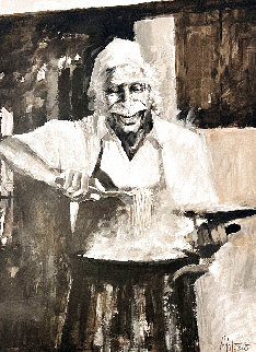 Guys Get the Plates And the Vino Ready 2016 34x28 Original Painting - Aldo Luongo Guys Get the Plates And the Vino Ready 2016 34x28 Original Painting - Aldo Luongo