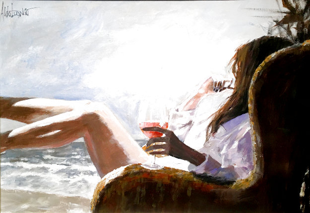 La Vie En Rose II 2016 29x35 Original Painting - Aldo Luongo