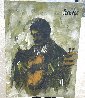 Guitar Player 40x30 - Huge - Early Original Painting by Aldo Luongo - 1