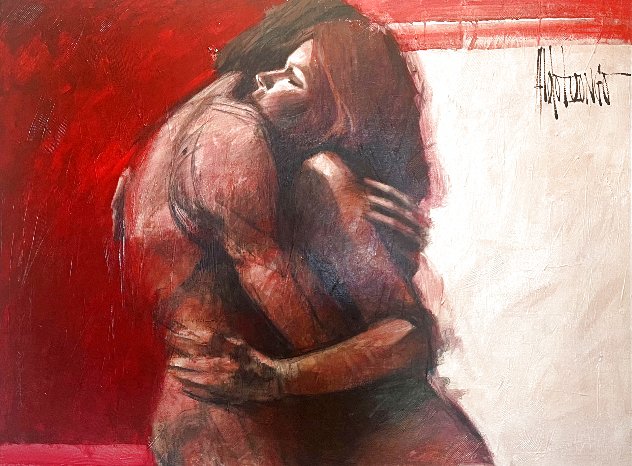 Embrace 1978 40x52 - Huge Original Painting by Aldo Luongo