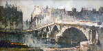European City 1961 15x30 Original Painting - Aldo Luongo