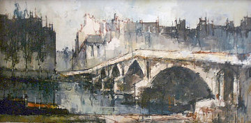 European City 1961 15x30 Original Painting - Aldo Luongo European City 1961 15x30 Original Painting - Aldo Luongo