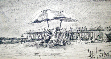 California Beach Drawing 1978 5x10 Drawing - Aldo Luongo