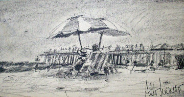 California Beach Drawing 1978 Drawing by Aldo Luongo