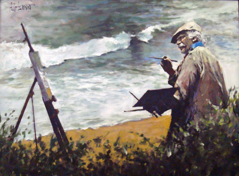 Watercolors in Laguna Beach (The Hawk) 2004 30x40 Original Painting - Aldo Luongo