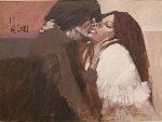 First Kiss 1970 54x42 (Early) Original Painting - Aldo Luongo
