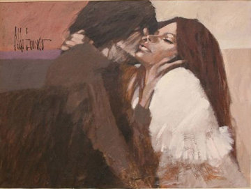 First Kiss 1970 54x42 (Early) Original Painting by Aldo Luongo