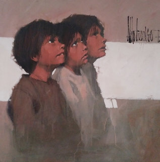Geography Lesson 1973 39x39 Original Painting - Aldo Luongo Geography Lesson 1973 39x39 Original Painting - Aldo Luongo