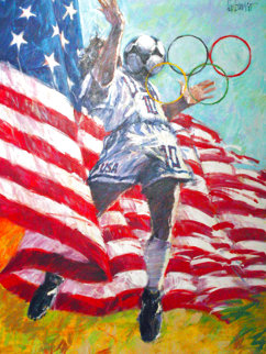 American Team Soccer 1996 36x48 Original Painting - Aldo Luongo American Team Soccer 1996 36x48 Original Painting - Aldo Luongo