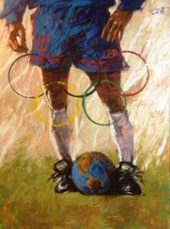 Where the World Comes to Play 1996 (Soccer) 36x28 Original Painting by Aldo Luongo