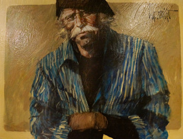 Blue Shirt 1978 42x54 (Hawk) Huge Original Painting - Aldo Luongo Blue Shirt 1978 42x54 (Hawk) Huge Original Painting - Aldo Luongo