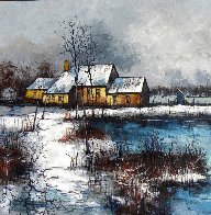 Cabins on the Lake 31x43 Original Painting by Aldo Luongo - 2