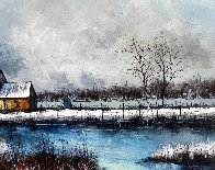 Cabins on the Lake 31x43 Original Painting by Aldo Luongo - 3