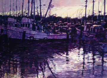 Atardecer En Olivos 1984 47x60 Super Huge Original Painting - Aldo Luongo Atardecer En Olivos 1984 47x60 Super Huge Original Painting - Aldo Luongo