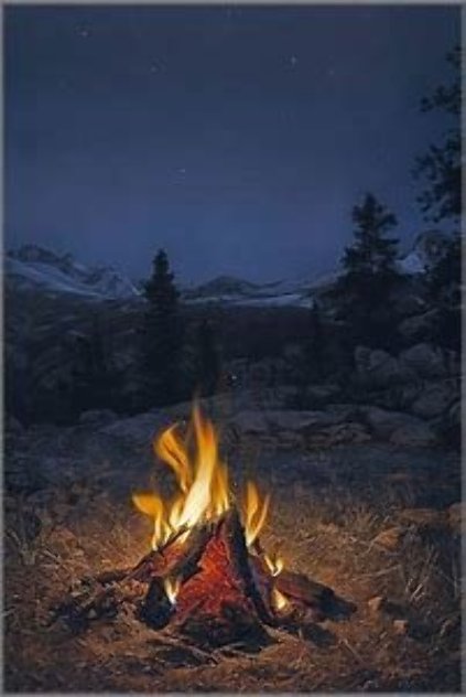 Mountain Campfire 1989 Huge Limited Edition Print by Stephen Lyman