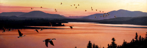 Sounds of Sunset- Canada Geese 1988 Limited Edition Print - Stephen Lyman
