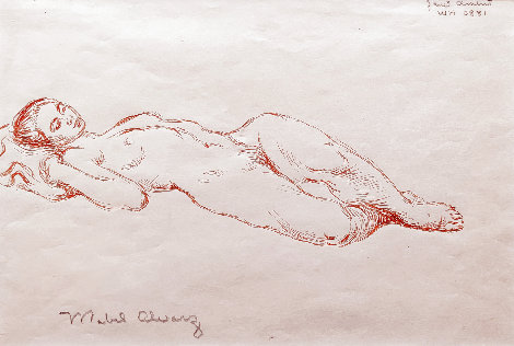 Nude Reclining 15x19 - Sketch Drawing - Mabel Alvarez