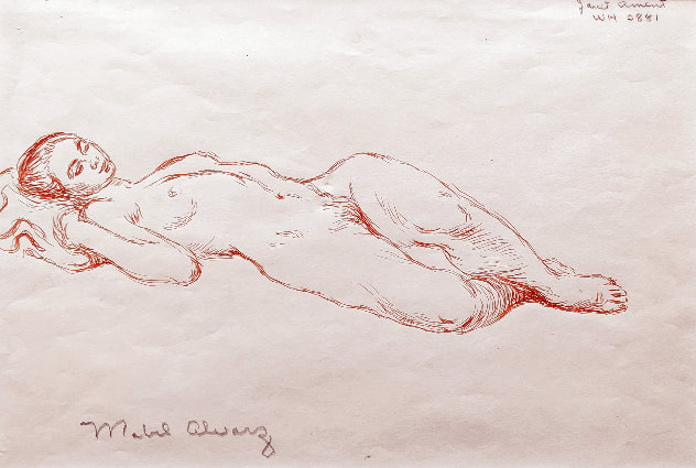 Nude Reclining 15x19 - Sketch Drawing by Mabel Alvarez