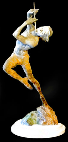 Flutist Third Life Bronze Sculpture 2013 31 in Sculpture - Richard MacDonald