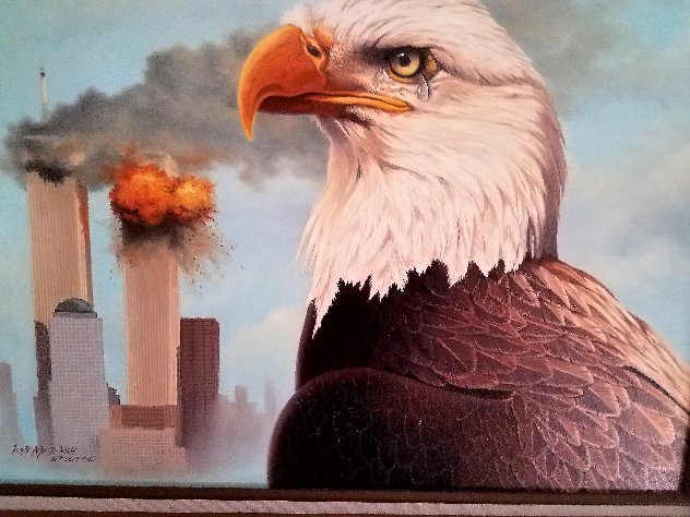 Eagle Never Forgets (Twin Towers) 18x24 Original Painting by Rob MacIntosh