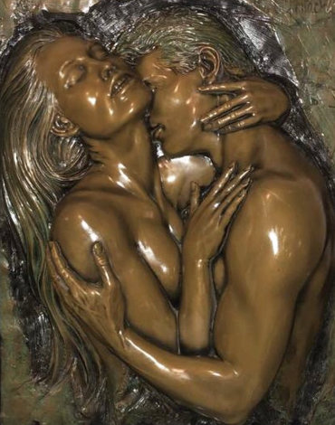 Embrace Bonded Bronze Sculpture 1990 43x32 Sculpture - Bill Mack