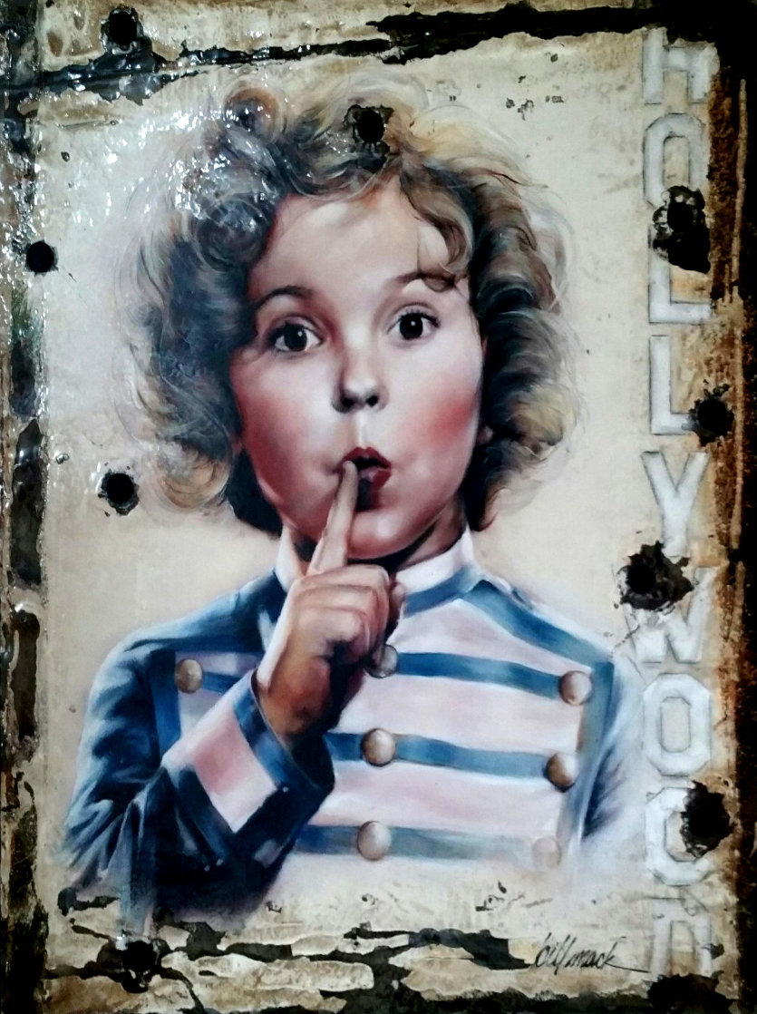 Shirley Temple Hollywoodland Sign 2018 Mixed Media Painting On Metal 48x42 By Bill Mack