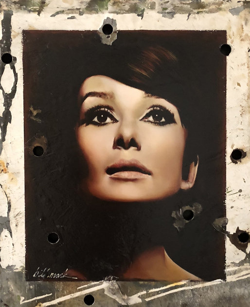 Sophisticate Beauty, Audrey Hepburn Hollywood Sign 2008 30x24 Original Painting by Bill Mack
