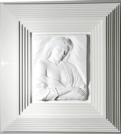 Elegance Porcelain Relief Sculpture 11x16 in - w/ Leather Book Sculpture - Bill Mack